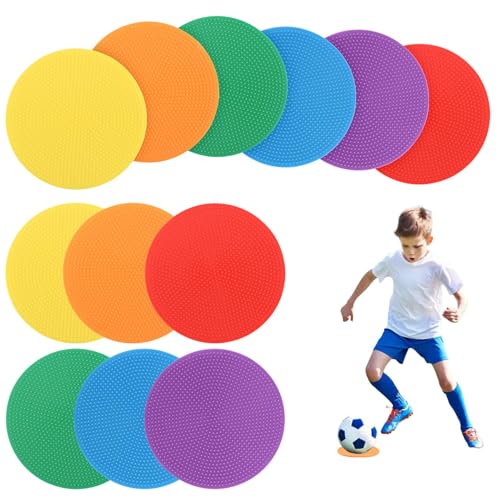 12 Pcs Non Slip Agility Markers Poly Spots, 4 Inch Floor Dots for Indoor and Outdoor Surfaces, Spot Markers for Sports Activities, Dance