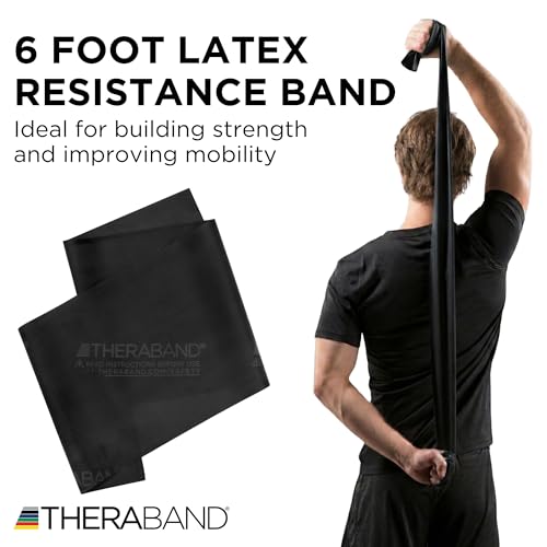 THERABAND Professional Resistance Band 6 Ft, Special Heavy Black Level 6, Latex Exercise Band for Physical Therapy, Strength Training, Pilates & Home Workouts