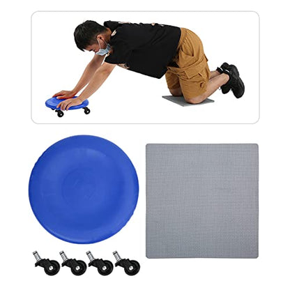 4 Wheel Abdominal Exerciser, Abdominal Muscle Plate with Smooth PVC Wheels, Multi Directional Slide Disc for Core Workout, Includes Pad and Wheels for Home Fitness