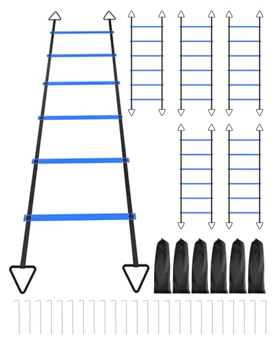 6 Packs Agility Ladder Speed Training Set - 36 Detachable Rungs (20 Inches Each) with 24 Ground Stakes, Portable Exercise Ladders for Soccer Football Footwork Training w/Carry Bag