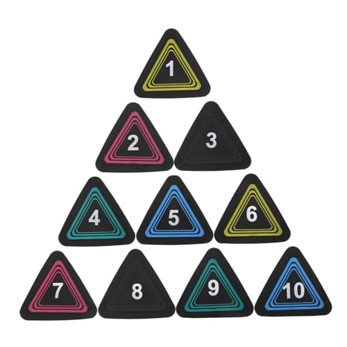Outanaya 10pcs Numbered Agility Spot Markers Triangular Training Discs Non-Slip Flat Floor Cones for Football Basketball Fitness and Speed Drills