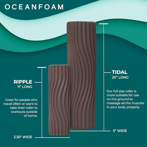 Tidal Roller - Espresso - Muscle Massage Foam Roller for Back Pain & Stretching - Firm and Ergonomic Wide Wave Textured - Yoga, Athletics, & Wellness - Full Size, 20" x 5" - color: Espresso