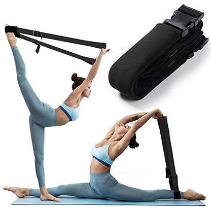 Fitness Stretch Strap - Adjustable Leg Stretch Band to Improve Body Flexibility, Premium Stretching Equipment for Exercise, Physical Therapy, Pilates Dance Gymnastics Cheerleading Training - color: black