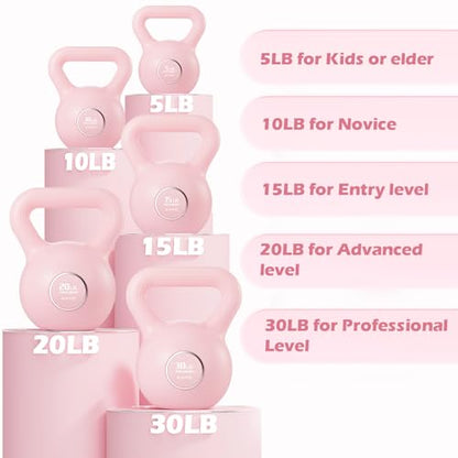 KHTO Kettlebells Fitness Exercise-Pink Strength Training Kettlebell Sets,Dumbbell Weights for Home Gym Equipment - style: 15LB