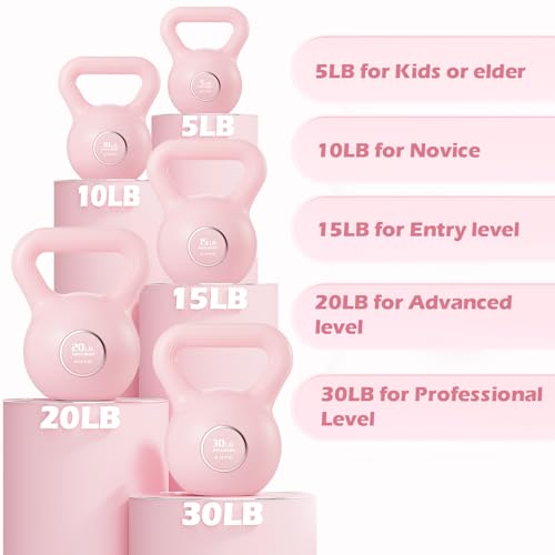 KHTO Kettlebells Fitness Exercise-Pink Strength Training Kettlebell Sets,Dumbbell Weights for Home Gym Equipment - style: 5LB
