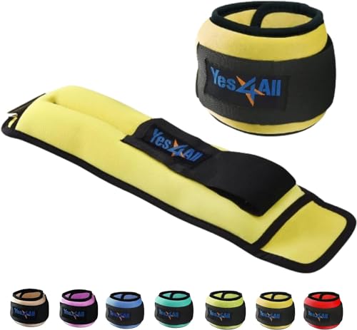 Yes4All Wrist & Ankle Weights Pair 1lb -10lbs, Adjustable Strap for Walking, Jogging, Pilates, Gym Fitness Workout for Women, Men - color: F. 8Lbs Pair (4lb x 2) - Yellow, size: 2 x 4 lbs