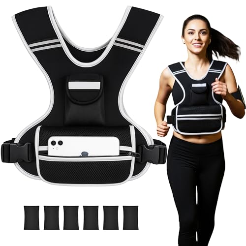 Adjustable Weighted Vest for Women and Men, 0-10lb/0-18lb with Removable Weights, Neoprene Fabric, Reflective Stripe and Padded Shoulders for Walking and At-Home Cardio - size: 2-10LB