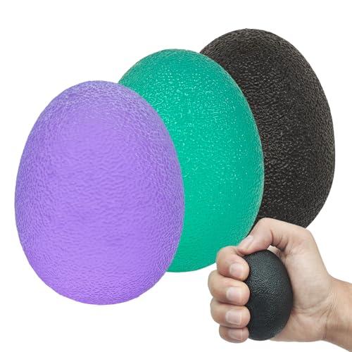 Stress Balls for Adults, Hand Exersicers for Strength, Squeeze Balls for Hand Therapy, Hand Exersice Balls for Hand, Finger and Wrist Training with Carrying Bag - color: purple, black, green (standard size)