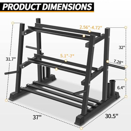 Dumbbell Rack, Bongkim Dumbbell Set with Rack Stand, Dumbbells Weights Rack for Home Gym, Weight Rack for Dumbbells, Kettlebells, and Weight Plates 1100LBS - color: black