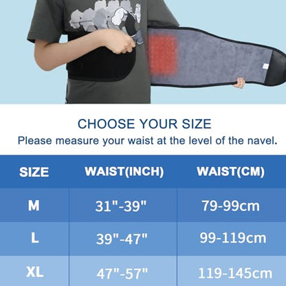 Lower Back Massager Belt with Red Light Heating Therapy, Cordless Heating Pad for Back, Rechargeable 5000 mAh Battery, Heated Back Brace Warmer Belt for Back Pain Relief,L