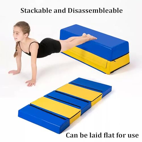 Kids Jumping Boxes for Training, 4 in 1 Foam Plyo Box for Home Gym, Stackable Plyometric Box for Kindergarten, School, Gymnastics Training, Blue and Yellow - size: 100x60x70cm