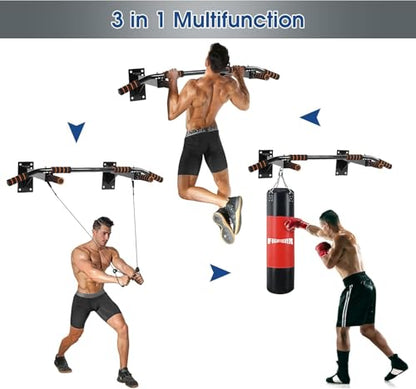 Wall Mounted Pull Up Bar Adjustable Height Heavy Duty Mounted Pull Up Bar Strength Training Equipment for for Indoor Home Gym Workout, Equipment Fitness Stand Supports to 440 Lbs