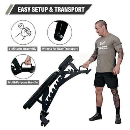 MAJOR FITNESS Weight Bench - 1300LBS Weight Capacity and 36 Adjustable Positions Strength Training Bench for Garage and Home Gym Workouts