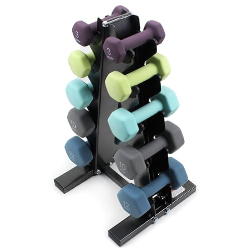 XPRT Neoprene Dumbbell Set with Rack - 5-Pair Weights for Home Gym