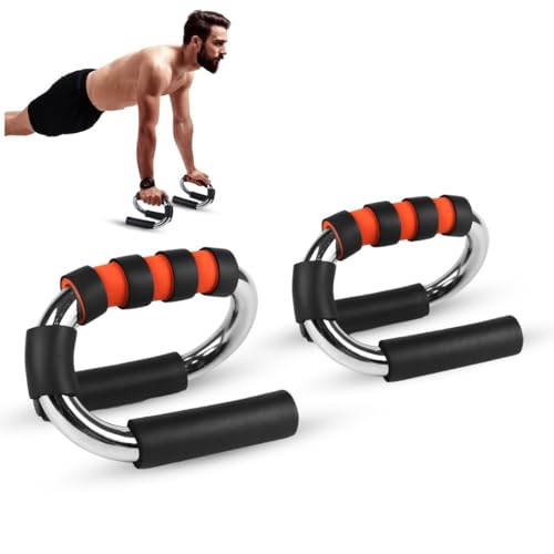 Steel S Shape Push-Up Stands Bars with Foam Grip Handle Portable Strength Anti Slip Push-Ups Brackets Handle for Floor Press-Up Bars Training Equipment for Chest, Arm, Hip Exercise, Set of 2