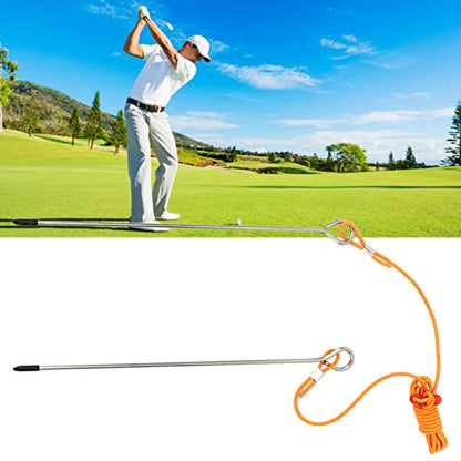 Golf Alignment Stick - Metal Swing Trainer with 5M Adjustable Elastic Tension Cord