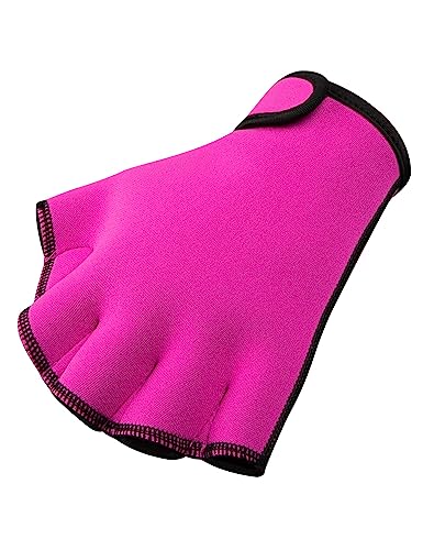FitsT4 Sports Aqua Gloves Webbed Paddle Swim Gloves Fitness Water Aerobics - color: Rose Red, size: Large