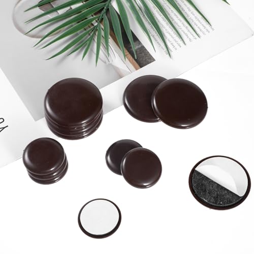 16pcs Furniture Sliders for Carpet 2 inches/1.2 inches Stick Furniture Sliders & Hardwood Floors Furnitures Moving Pads Self Adhesive Chair Gliders for Easy Moving on Carpet (Coffee)
