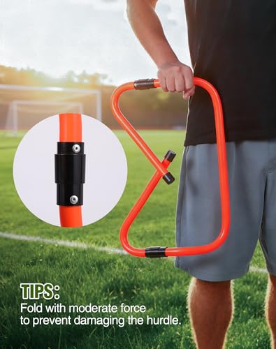 Agility Hurdles,9"-12.6" Adjustable Speed Training Hurdles for Football, Basketball, Soccer Hurdles Training Equipment Set of 6 Cones Set - color: Orange 5 Pack