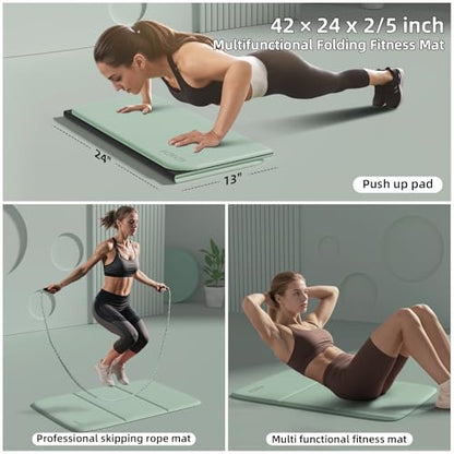 Foldable Exercise Pad for Gym or Home Use, (1.2" x 14"x 24"）Extra Thick and Wide Multi-Functional Knee Pad Cushion & Push Up Mat for Man Woman Kids, Non-Toxic POE Kids Yoga Mat, Lightweight Elbow Cushion for Yoga, Pilates