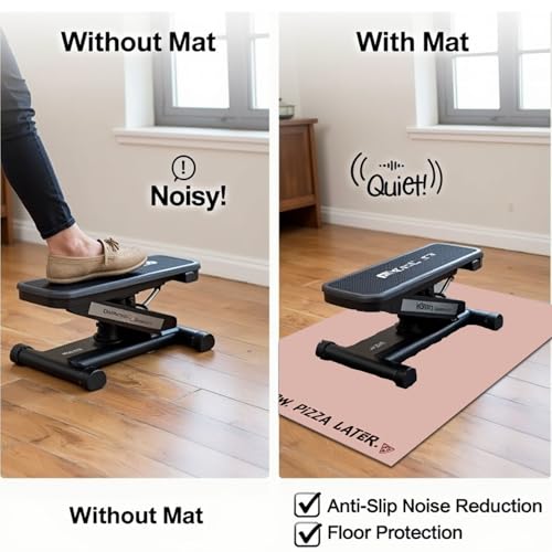 Elliptical Mat for Under Desk Elliptical Machine - Non-Slip Floor Mat for Ellipse Leg Exerciser, Legxercise Pro & Pedal Exerciser - Workout Mat for Home & Office Stability & Floor Protection Black