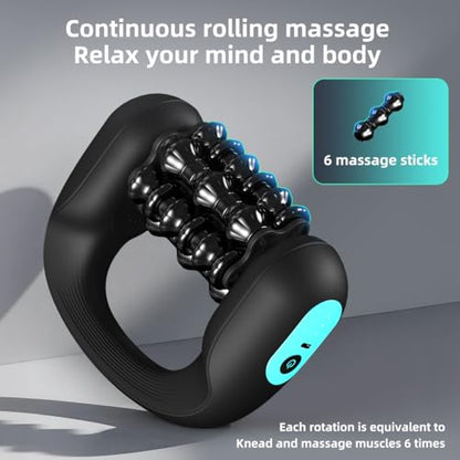 Electric Rolling Massager with Dock – Hands-Free Desk or Handheld Muscle Roller for Legs, Calves, Neck & Back, Deep Tissue Relief, Rechargeable 3 Speeds