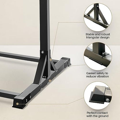 Pull Up Station, Bongkim Power Tower Portable Pullup Bar Station, Pull Up Bar for Home Gym, Pull Up Tower Station 330LBS - color: Black
