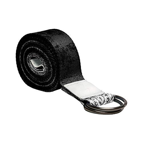 YOGA DESIGN LAB | The Yoga Strap | Luxurious, Extra Long, Super Soft, Eco Printed | Studio Quality, Adjustable | Safely Stretch Further and Hold Longer | 8 ft Long (Mandala Black, 8ft)