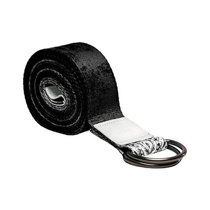 YOGA DESIGN LAB | The Yoga Strap | Luxurious, Extra Long, Super Soft, Eco Printed | Studio Quality, Adjustable | Safely Stretch Further and Hold Longer | 8 ft Long (Mandala Black, 8ft)