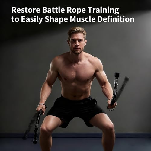 Ropeless Battle Ropes, Battle Ropes for Home Gym, Quiet Portable Outdoor Workout Equipment with Soft-Grip Handles, Heavy Duty Tangle-Free a para Ejercicios for Full Body Cardio HIIT Training