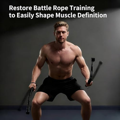 Ropeless Battle Ropes, Battle Ropes for Home Gym, Quiet Portable Outdoor Workout Equipment with Soft-Grip Handles, Heavy Duty Tangle-Free a para Ejercicios for Full Body Cardio HIIT Training