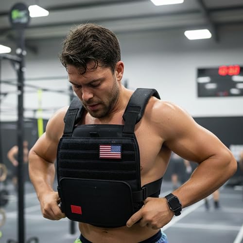 Weighted Vest – Adjustable 14–60 lb Capacity for Men and Women, Weight Vest for Training, Strength & Functional Fitness, Durable Workout Vest, Plates Sold Separately - color: Black