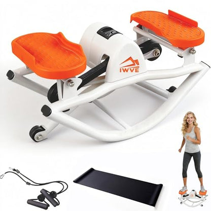 Rocking Stepper for Exercise at Home, Side-to-Side 3D Motion Stair Machine with Resistance Bands, Quiet Low-Impact Cardio Trainer, 380 lb Capacity