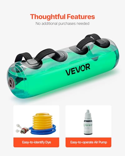 VEVOR Water Weights Aqua Bag, Large Aqua Bags for Workout, Adjustable Portable Stability Fitness & Full Body Exercise Equipment, for Strength Core and Balance Training, Home Gym Exercise, Clear