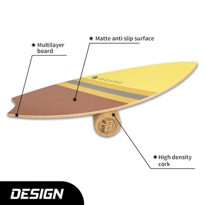Balance Board Trainer with Rollers | 10-Layer Premium Wooden Wobble Board for Core Strength, Stability & Fitness | Non-Slip Yoga, Surf, Skate & Home Training Board
