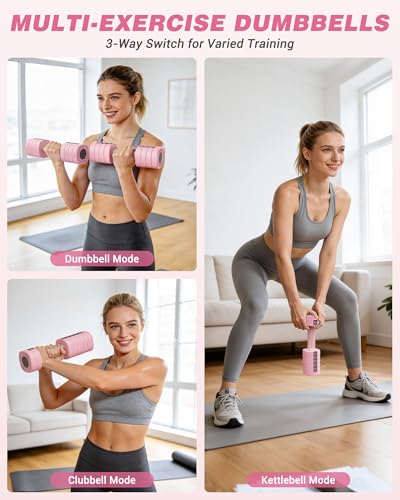 Rendpas Adjustable Dumbbell Set of 2, 1-Sec Quick-Adjust Dual-Lock Design Dumbbell Set for Women & Men, Compact No-Roll Hand Weights for Home Gym Strength Training & Pilates