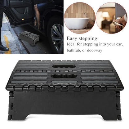Milltrip Folding Step Stool, Portable Lightweight Step Ladder for Elderly, Pregnant, Bathroom, and Travel Use, Non-Slip Platforms (14.9 x 8.5 x 5.1 Inch, Black)