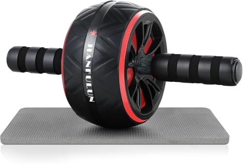 Ab Roller Wheel with Knee Pad, Ab Wheel Roller for Abs Workout & Core Strength Training, Dual Wheel Abdominal Exercise Equipment for Home Gym Fitness for Men & Women - color: Red