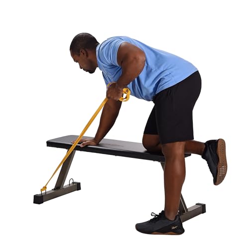 Flat Barbell Bench, Foldable Portable Padded Weight Lifting Seat, Equipment for Home Gym - Steel Frame, 300 Pound Capacity