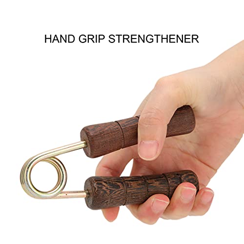 Hand Grip Strengthener, Wood Handle Hand Grip Strengthener, Wrist & Forearm Hand Exerciser Metal Grip Strength Trainer Hand Grip Finger Strengthener