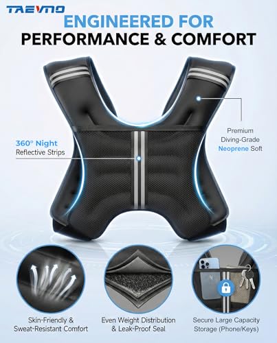Weighted Vest for Men Women, 6/8/12/16/20/25lbs with Detachable Phone Pouch - color: Black, size: 8LB
