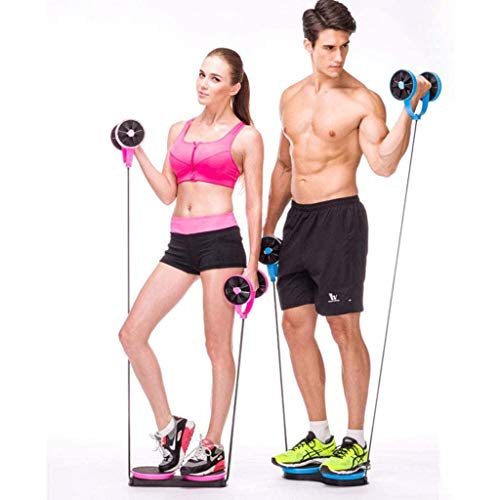 Abdominal Multifunctional Exercise Equipment Ab Wheel Roller with Resistance Bands Knee Mat Waist Slimming Trainer at Home Gym - color: Blue
