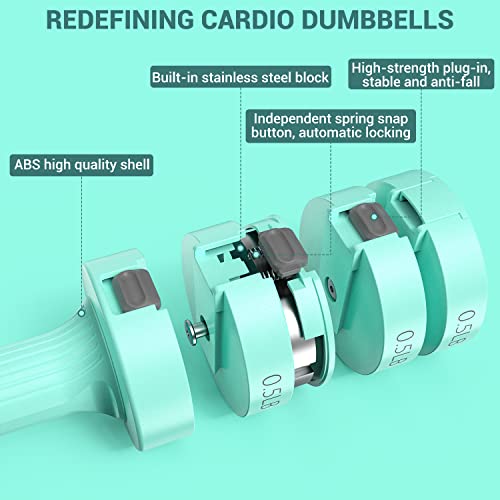 Sportneer Adjustable Dumbbells Hand Weights Set: 5 lb Dumbbell Set of 2 Each 2lb 3lb 4lb 5lb Free Weights Fast Adjust Weight 4 In 1 Weights Dumbbells Set for Women Men Home Gym Exercise Training - color: Green
