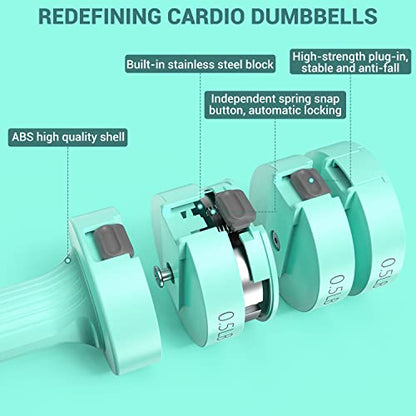 Sportneer Adjustable Dumbbells Hand Weights Set: 5 lb Dumbbell Set of 2 Each 2lb 3lb 4lb 5lb Free Weights Fast Adjust Weight 4 In 1 Weights Dumbbells Set for Women Men Home Gym Exercise Training - color: Green