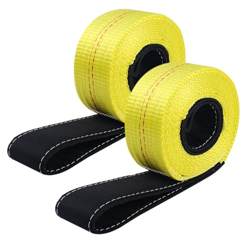 2"x10' Lift Sling Straps, 13,000 lb Load Capacity Heavy Duty Web Sling Tree Saver & Recovery Strap, Double-Layer Polyester Hoist Straps for Towing, Hoisting, Moving, UV Resistant Polyester 2-Pack - color: 10'x2" 13,000 Pound Yellow