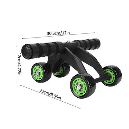 Ab Roller for Abs Workout - 4 Wheel AB Wheel Roller - Workout System - with Knee Protection Pad - Home Gym Workout Exercise Equipment - Abdomen Muscle Training - for Men/Women(Green+Black)