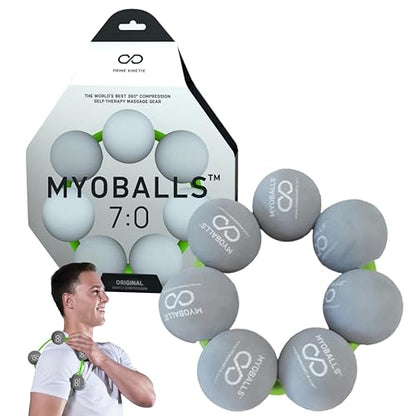 PRIMEKINETIX MyoBalls Massage Therapy Balls - 360° Relief for Plantar Fasciitis, Shin Splints, Tight Calves & IT Band - Deep Tissue Trigger Point Tool for Athletes & Active Lifestyles - 7 Ball Set