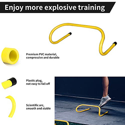 TNZMART Agility Ladder and Disc Cones Training Set Adjustable Rungs Training Ladder with 10 Plastic Sport Cones for Training - color: Yellow, 6 hurdles