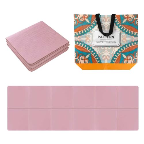 Foldable Yoga Mat 72" L x 24" W x 0.24 Inch，Travel Yoga Mat with Stretch Strap, Non-Slip Folding Yoga Mats for Home/Gym，Pilates Mat/Non Slip Yoga Mat for Fitness