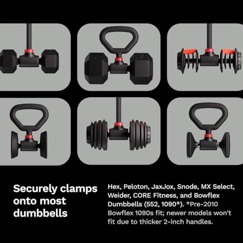 Jayflex Hyperbell Dumbbell Converter - Convert Dumbbells to Barbell Set and Kettlebell for Home Fitness - Adjustable & Up to 200 lb Capacity Weight Barbell for Weight Lifting - color: Bar+Kettlebell